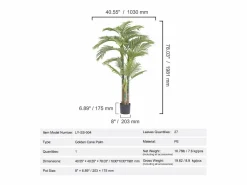 Palmera Artificial de Caña Dorada de 2 m de SucceBuy, Decoración Vegetal Realista de Imitación^ Sale