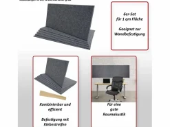 MCW Panel acústico de pared -L52 (juego de 6), Gris claro Discount