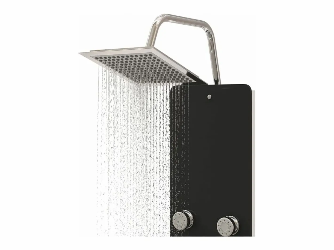 Panel de ducha con rociador grifo cristal acero inoxidable 130 cm negro 02_0003437^Helloshop26 Best
