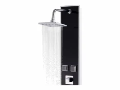 Helloshop26 Panel de ducha con rociador grifo cristal acero inoxidable 120 cm negro 02_0003432 Gris Discount