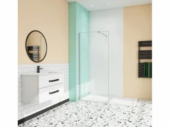 Panel de ducha vidrio 8mm con tratamiento antical,barra 90cm,perfil cromado (68-70)x190cm^Aica Outlet