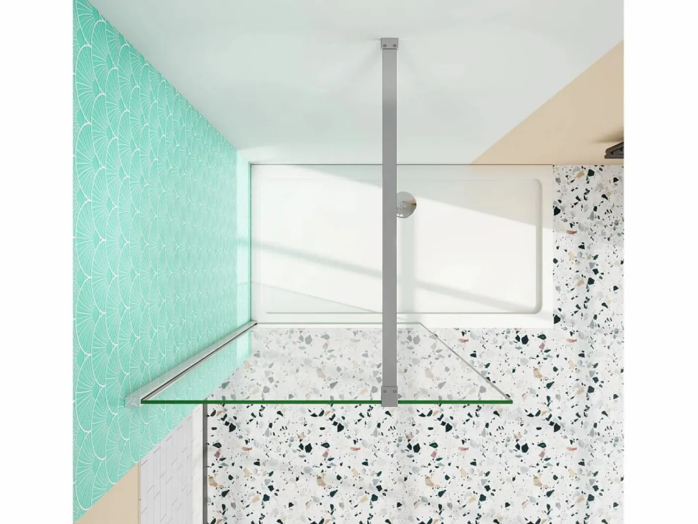 Panel de ducha vidrio 8mm con tratamiento antical,barra 90cm,perfil cromado (88-90)x190cm^Aica Discount