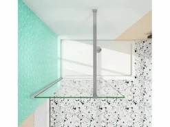 Aica Panel de ducha vidrio 8mm con tratamiento antical,barra 90cm,perfil cromado(118-120)x190cm Transparente Outlet