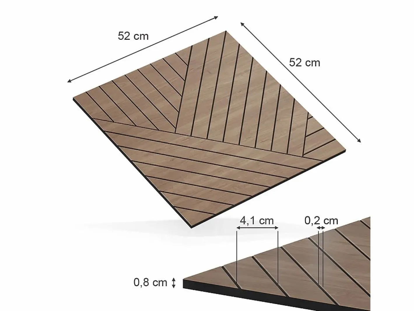 Panel de pared roble 52x0.8x52^Vicco Discount