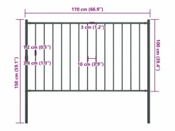 Panel de valla y postes acero recubrimiento polvo gris 1,7x1 m ES401544 Gris antracita Discount