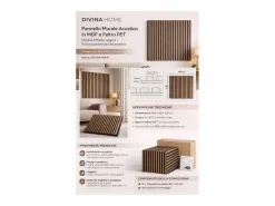 Panel decorativo de lamas de madera, láminas de MDF y fieltro PET, juego de 12 piezas 60x60, revestimiento de pared fonoabsorbente, color nogal claro^ Outlet