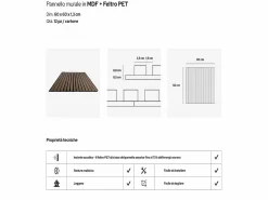 Panel decorativo de lamas de madera, lamas de MDF y fieltro PET, juego de 12 piezas, 60x60 cm, revestimiento de pared fonoabsorbente, color roble.^ Outlet