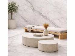 Panel decorativo efecto mármol gres porcelánico set de 6 piezas 4,3 m2 revestimiento de pared PVC en UV 120x60 Mármol Blanco Best