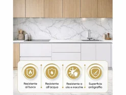 Panel decorativo efecto mármol gres porcelánico set de 6 piezas 4,3 m2 revestimiento de pared PVC en UV 120x60 Mármol^ Hot