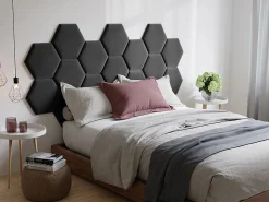 Vente-unique Panel decorativo para cabecero de terciopelo gris HOPE L220 cm Gris antracita