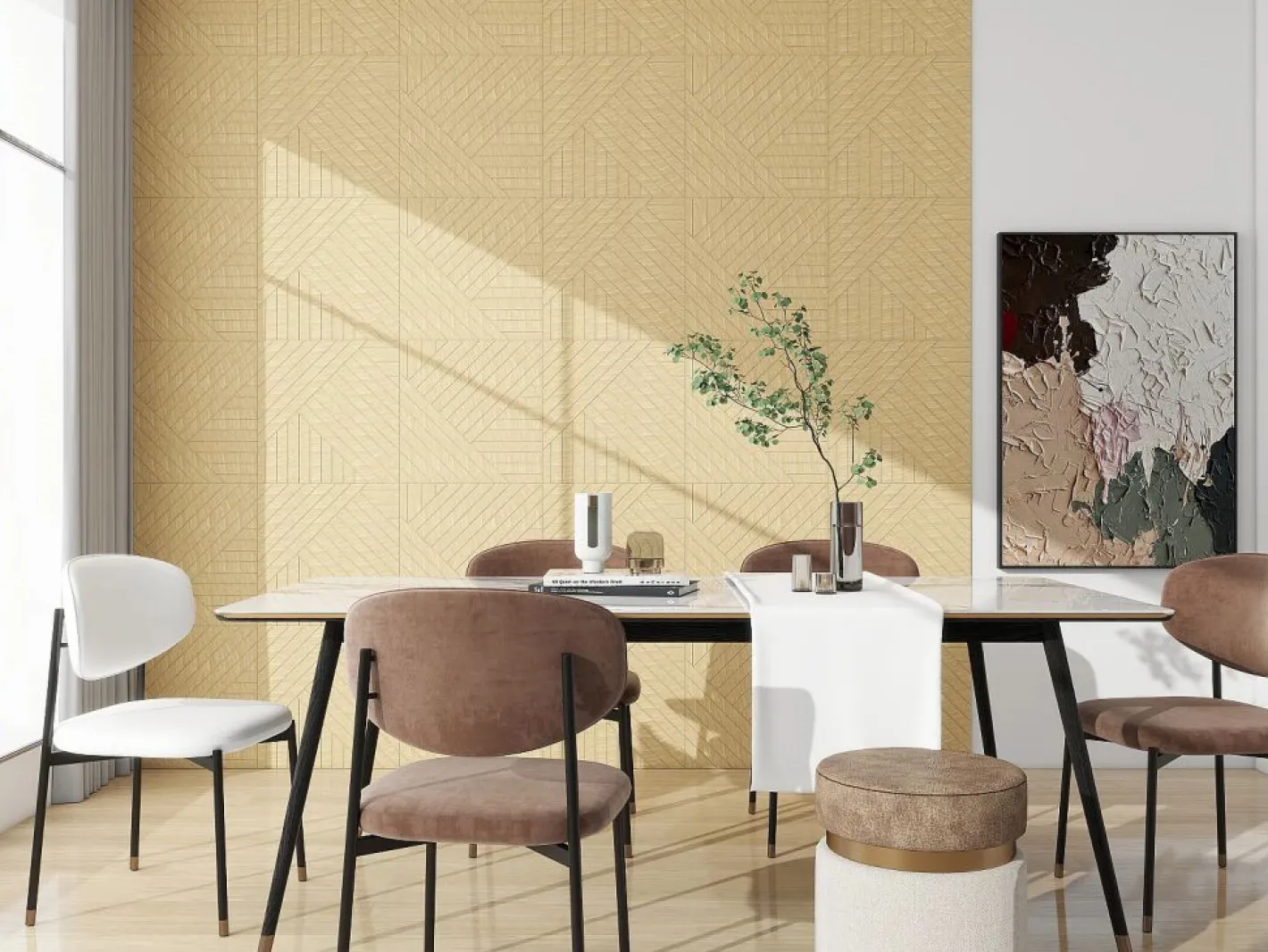 Vente-unique Panel De Pared|Panel decorativo para la pared - Color madera natural clara - Paquete de 1 m² - Lote de 4 piezas - VELTON