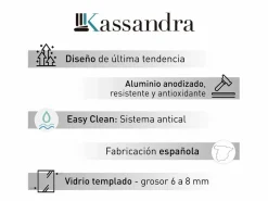 KASSANDRA Mampara De Ducha|Panel fijo de ducha + Puerta abatible GIRO Cristal serigrafiado