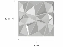 Vente-unique Panel mural 3D para pintar 50x50 cm, pack de 3m2 ANGLY Blanco New