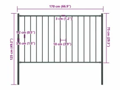Panel valla y postes acero recubrimiento polvo gris 1,7x0,75 m ES284853^ Clearance