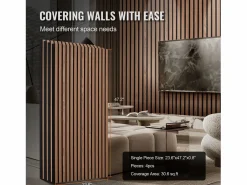 Paneles Acústicos con Tablas de Madera SucceBuy 120 x 60 cm, Decoración Mural Moderna, Nogal Marru00f3n Online