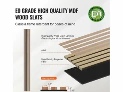 Panel De Pared|Paneles Acústicos de Listones de Madera SucceBuy, Paneles de Pared de Madera MDF, para Decoración de Pared Interior Moderna, 240 x 20 cm