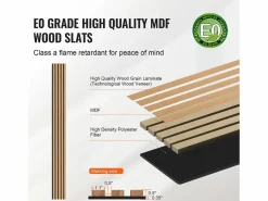 Panel De Pared|Paneles Acústicos de Listones SucceBuy de Madera, 20 x 240 cm, Decoración Mural, con un Alto Índice NRC de 0,85 y Certificación Acústica SGS, en Roble Negro