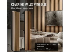 Panel De Pared|Paneles Acústicos de Listones SucceBuy de Madera, 20 x 240 cm, Decoración Mural, con un Alto Índice NRC de 0,85 y Certificación Acústica SGS, en Roble Negro