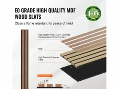 Paneles Acústicos de Listones de Madera SucceBuy, 20 x 240 cm, para Decoración de Paredes, con un Alto Índice NRC de 0,85 y Certificación Acústica SGS, Nogal^ Hot