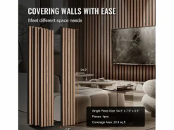 Paneles Acústicos de Listones de Madera SucceBuy, 20 x 240 cm, para Decoración de Paredes, con un Alto Índice NRC de 0,85 y Certificación Acústica SGS, Nogal^ Hot