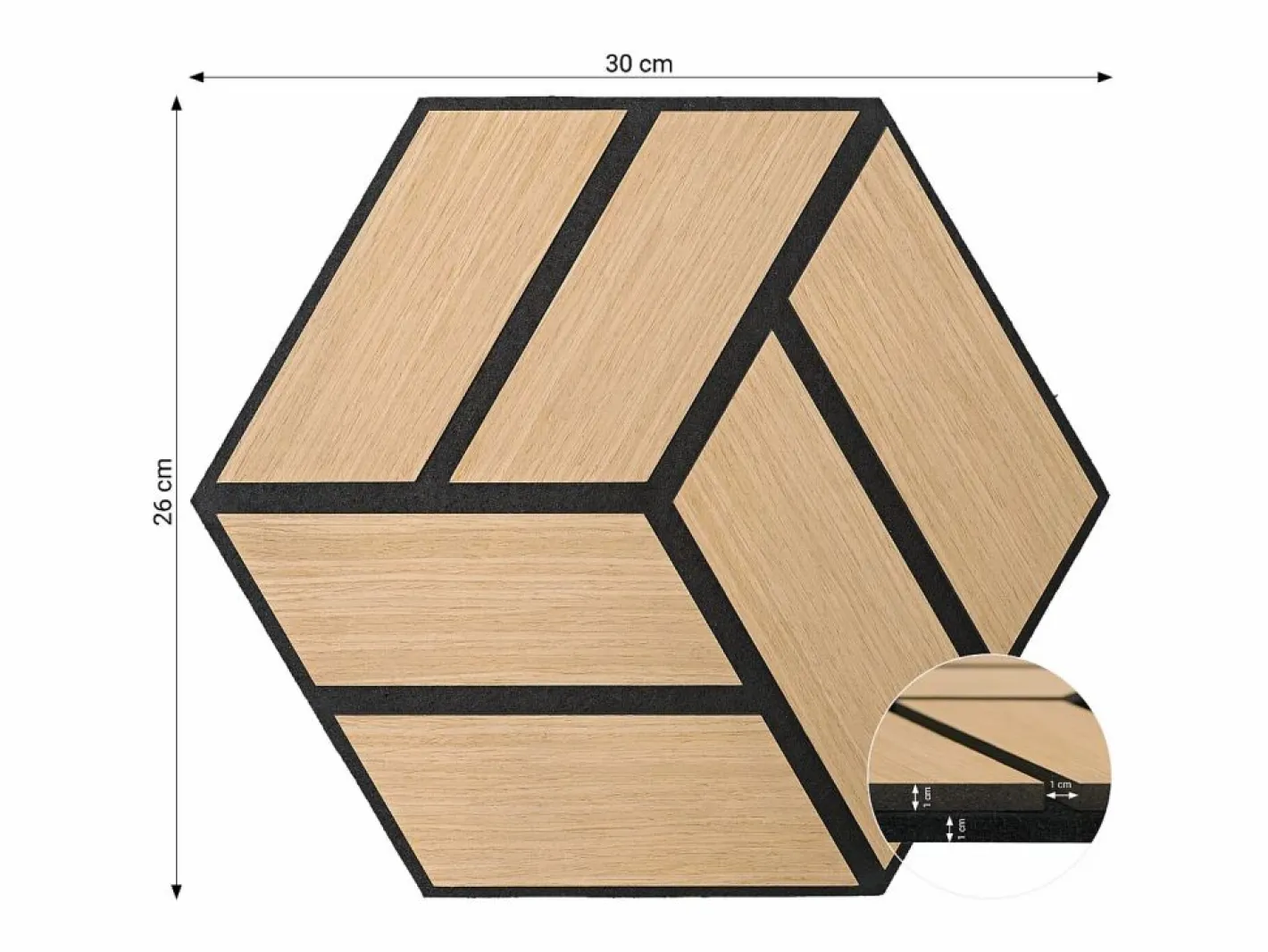 Panel De Pared|Paneles acústicos 30x26 cm Roble natural Hexágono Panal