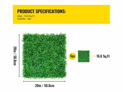 Paneles de Buxus Artificiales SucceBuy 50.8x50.8 cm 6 Piezas, Seto de Buxus para Valla Decorativa UV^ Outlet