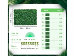 Paneles de Buxus Artificiales SucceBuy 60.96x40.64 cm Protegidos contra UV | 24 Piezas | Decoración de Valla^ Hot