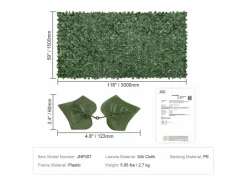 Paneles de Buxus Artificiales SucceBuy 150x300 cm, Valla de Privacidad con Hojas de Lino Artificial Verde Discount