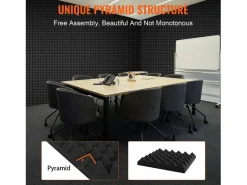 Paneles de Espuma Acústica SucceBuy Paneles de Espuma Acústica, Paquete de 36, 30.48 x 30.48 x 5.08 cm para Pared y Techo de Estudio Negro Best