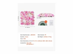 Paneles de Flores Artificiales, SucceBuy Panel de Pared Floral 3D, 12 Piezas de 38 × 38 cm, Tapete Floral Artificial para Bodas, Privacidad^ Outlet