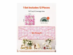 Paneles de Flores Artificiales, SucceBuy Panel de Pared Floral 3D, 12 Piezas de 38 × 38 cm, Tapete Floral Artificial para Bodas, Privacidad^ Outlet