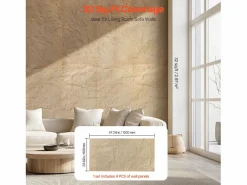 Paneles de Pared 3D SucceBuy, Pack de 4, 122 x 61 cm, Aspecto de Piedra, Cobertura de 3 m², Color Piedra Amarilla^ Online