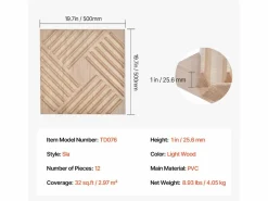 Paneles de Pared 3D SucceBuy, Pack de 12, 50 x 50 cm, PVC con Listones, Cobertura de 3 m², Madera Clara^ Online