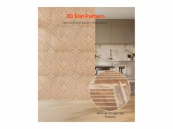 Paneles de Pared 3D SucceBuy, Pack de 12, 50 x 50 cm, PVC con Listones, Cobertura de 3 m², Madera Clara^ Online