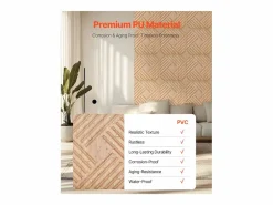 Paneles de Pared 3D SucceBuy, Pack de 12, 50 x 50 cm, PVC con Listones, Cobertura de 3 m², Madera Clara^ Online