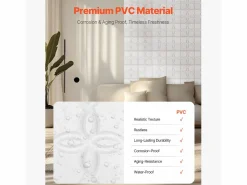 Paneles de Pared 3D SucceBuy, Pack de 33, 30 x 30 cm, PVC con Motivo Floral, , Cobertura de 3 m² Blanco New
