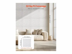 Paneles de Pared 3D SucceBuy, Pack de 12, 50 x 50 cm, PVC Ondulado, Cobertura de 3 m², Mate Blanco Best