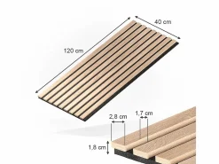Vicco Paneles de pared roble 120x1.8x40 akustikpaneel Color natural claro Discount