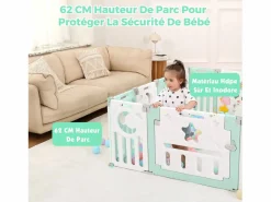 DripeX Paneles de parque para bebés 12+2, puerta de barrera de seguridad, cuadrícula protectora de plastro ecológico, 150x150x62cm - Verde Clearance