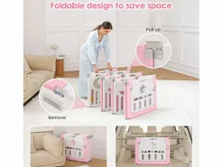 DripeX Mueble De Bebé|Paneles de parque para bebés 16+2, Portal de barrera de seguridad XXL, cuadrícula protectora de plastro ecológico con puerta, 190x190cm, ,