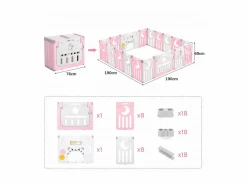 DripeX Mueble De Bebé|Paneles de parque para bebés 16+2, Portal de barrera de seguridad XXL, cuadrícula protectora de plastro ecológico con puerta, 190x190cm, ,