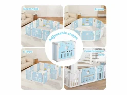 DripeX Mueble De Bebé|Paneles de parque para bebés 12+2, puerta de barrera de seguridad, cuadrícula de protección en plásticos ecológicos, 150x150x62cm -