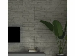 Paneles decorativos efecto piedra ladrillo 3D, juego de 12 unidades, 8,6 m², revestimiento de pared de PU, 120 x 60 x 2,5 Greige Tortora^ Hot