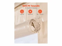 Paneles Laterales de Funda de Gazebo Invierno SucceBuy, 3,44x4,66 m, Cubierta de Gazebo Todas Estaciones, con Ventanas en Malla, Material PE de Alta Densidad Beige