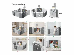 DripeX Paneles modulares de Yoleo - 12+2 - con cesta de baloncesto - plástico ecológico - 153x153x60cm Gris Outlet