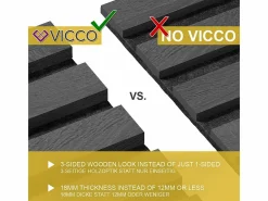 Vicco Paneles murales 120x1.8x40 akustikpaneel Negro New