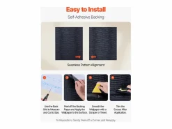 Papel Pintado|Papel Pintado|Papel Pintado Adhesivo de Pared SucceBuy, 40 cm x 10 m, Rollo Papel Pintado Autoadhesivo Vinilo, Motivo Textura Agrietada Negra, para Revestimiento de Pared