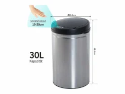 Papelera automática con sensor, 30L, acero inoxidable, color (Ø30,5x51,5 cm)^ Clearance