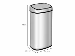 Papelera automática con sensor, acero inoxidable, color plata (40,5x29,5x78 cm)^ Clearance