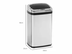 Cubo De Basura Para Cocina|Papelera automática de 30L, sensor IR, acero inoxidable, interior extraíble opcional, cuadrada (33x25x58cm)
